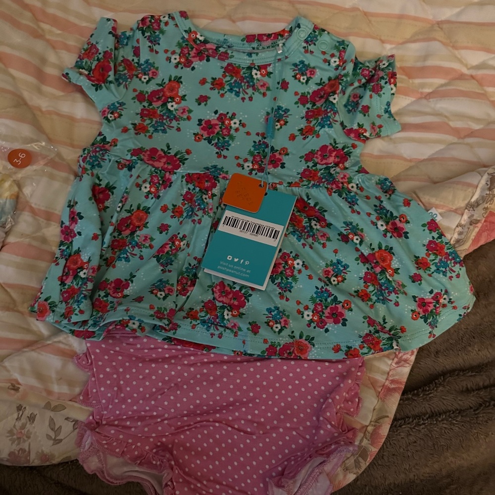 NWT 2 piece posh peanut peplum top and bloomer set